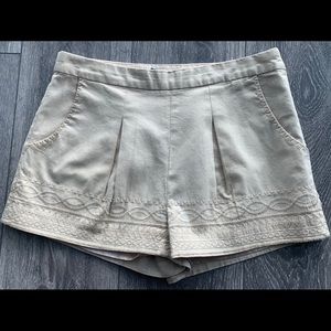 C. Luce- embroidered ivory linen short
